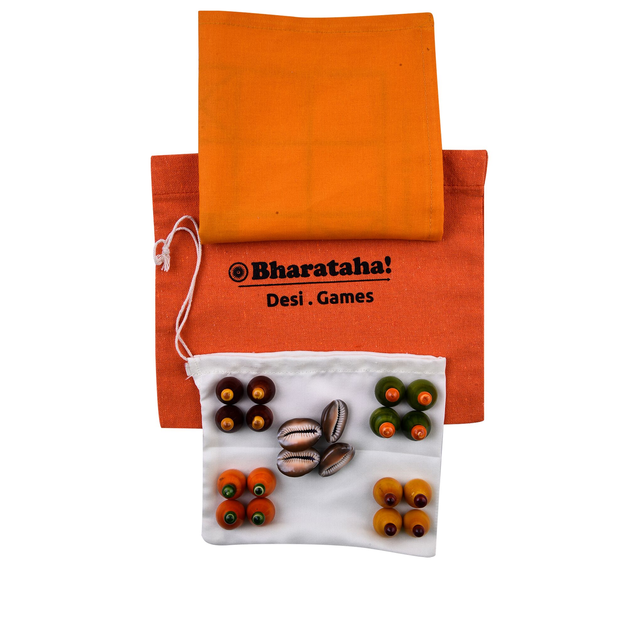 Ashta Chamma Game | Chinnata | Digital Print on Orange Raw Silk - Image 4