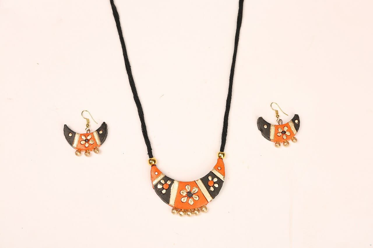 Beautiful Half Moon Terracotta Necklace Set