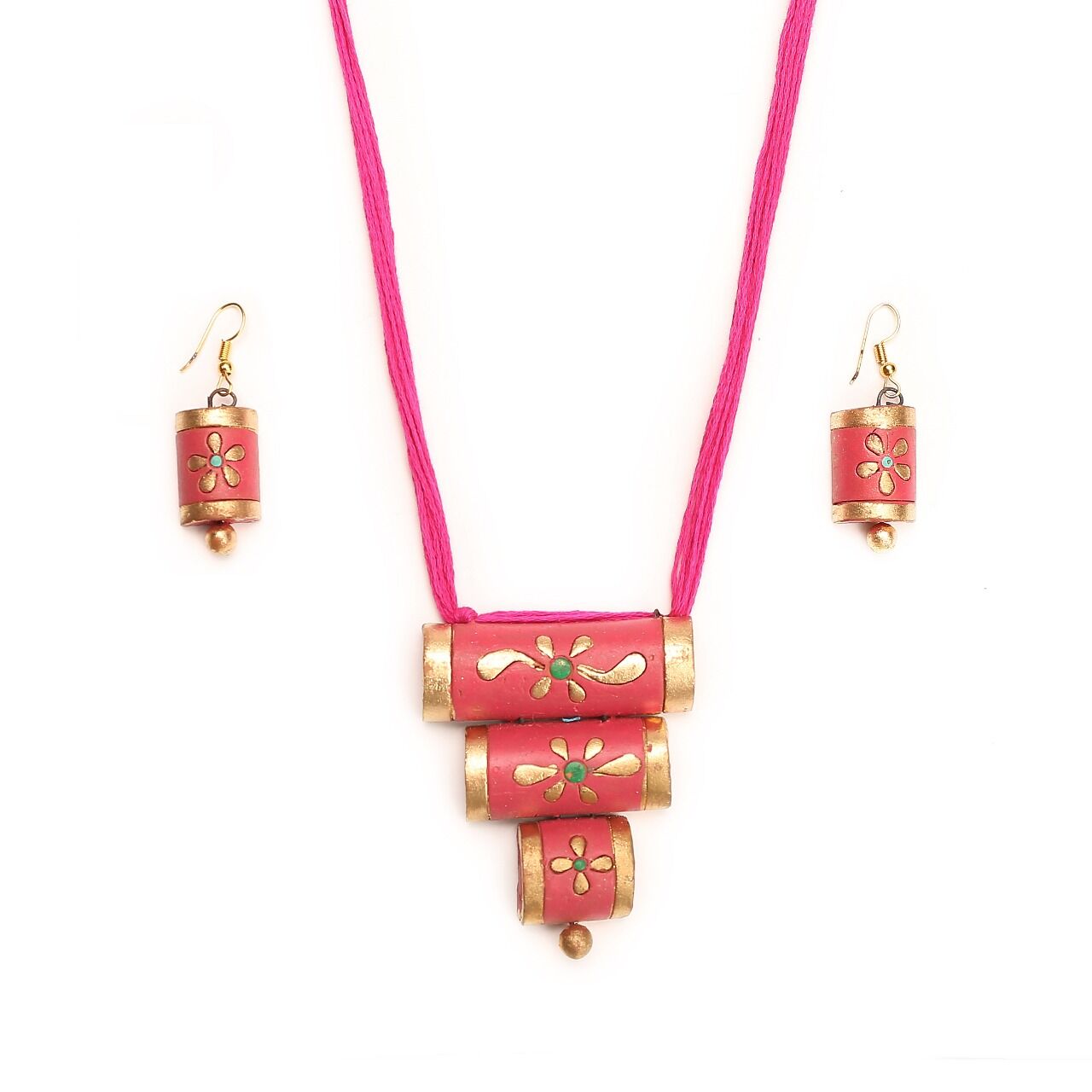 Elegant 3 Step Terracotta Necklace Set - Image 2