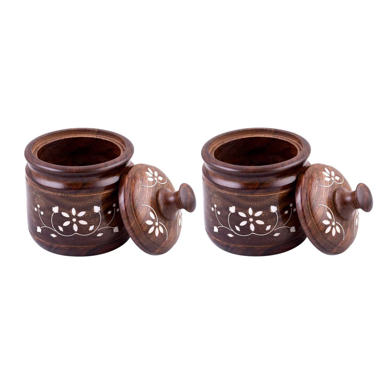 Wooden Multipurpose Dry Fruit & Spice Jar Bowl (Pack of 2) - Image 2